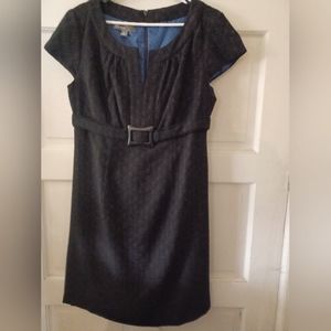 Donna Ricco Black Textured Belted Dress Size 12